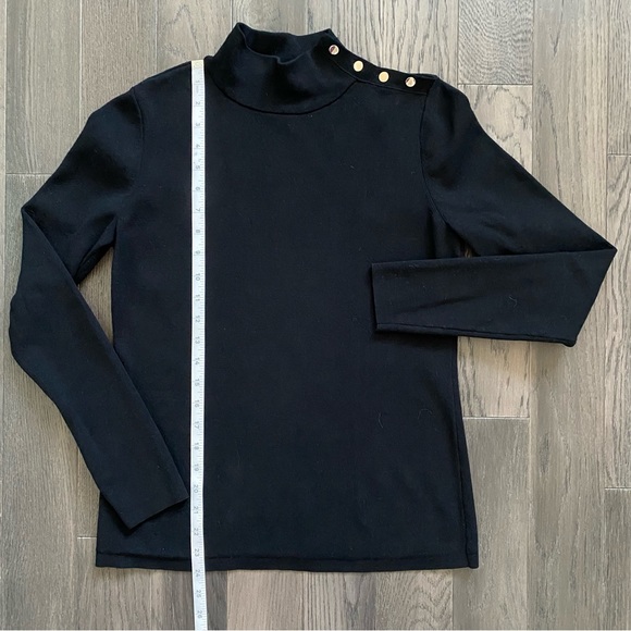 Ann Taylor Mock Neck Side Button Sweater Black M Petite - Picture 3 of 7